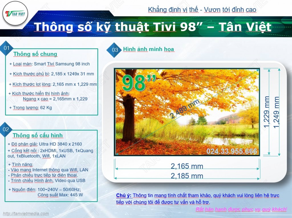 Kich thuoc tivi Samsung 98 inch Tan Viet 1024x766 Thông số kỹ thuật Tivi Tân Việt