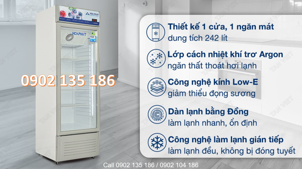 Cho thuê tủ mát Funiki 242 lít phuc vụ hội chợ