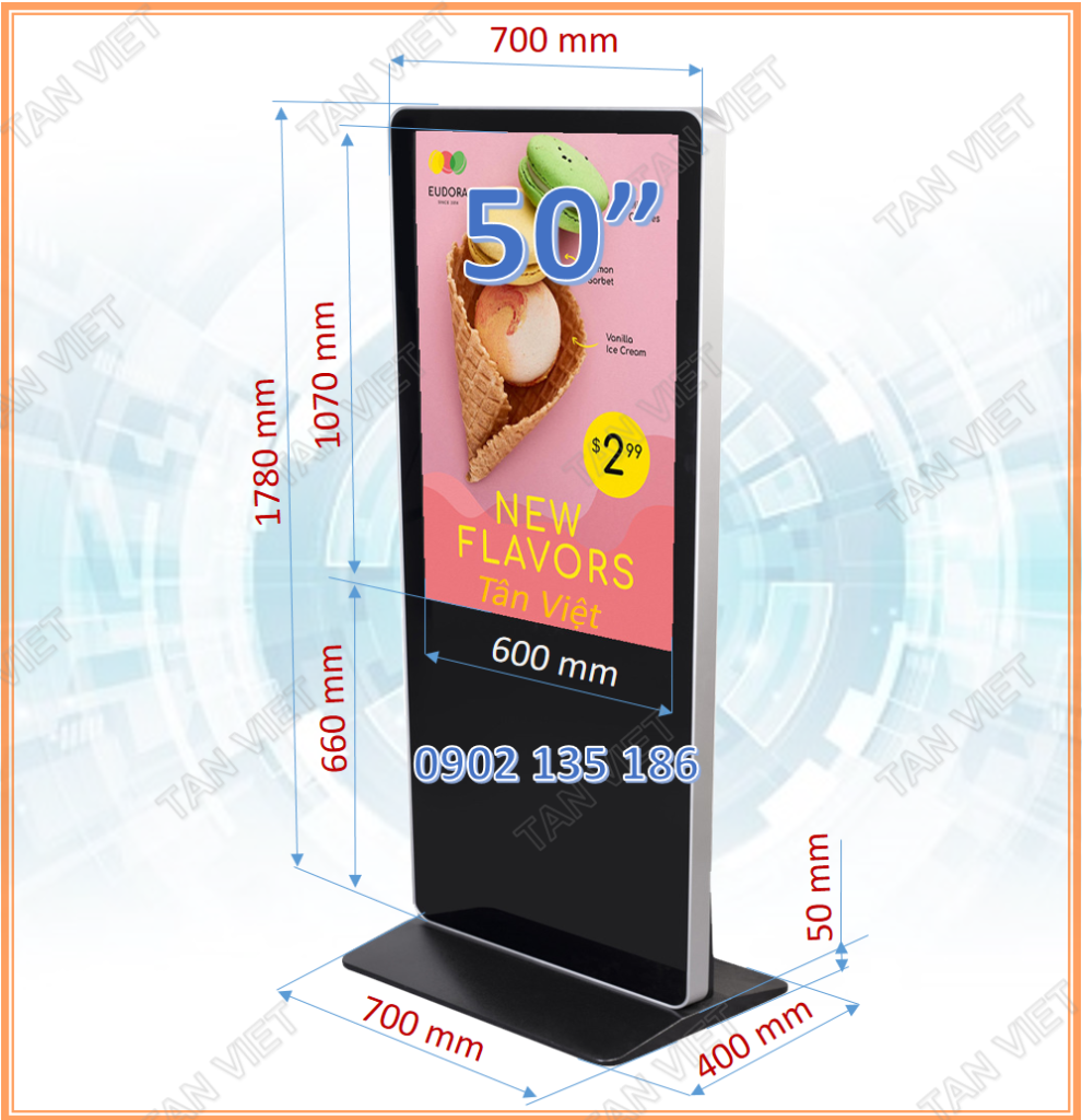 Kích thước Standee điện tử 50 inch