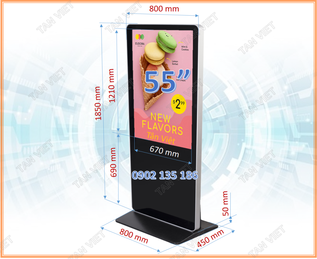 Kích thước standee điện tử 55 inch Tân Việt