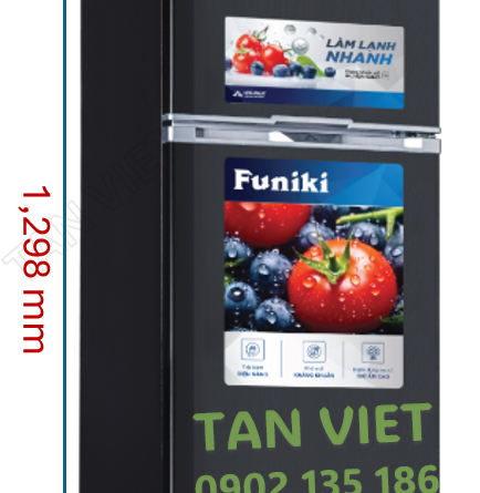Kích thước tủ lạnh 130 lít Hòa Phát