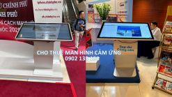Dịch vụ cho thuê màn hình cảm ứng chân quỳ lắp đặt tại gian hàng hội báo toàn quốc 2025