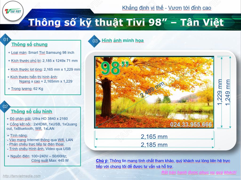 Dịch vụ cho thuê Tivi 100 inch chính hãng Samsung chất lượng cao, dịch vụ tận nơi, giá cạnh tranh