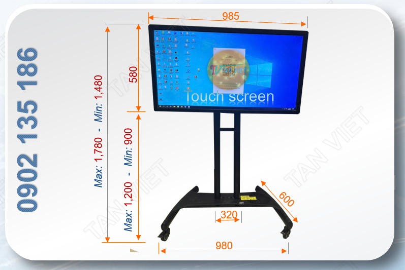 Cho thuê màn hình cảm ứng 42 inch lắp đặt trên chân đứng bánh xe chất lượng cao, giá rẻ